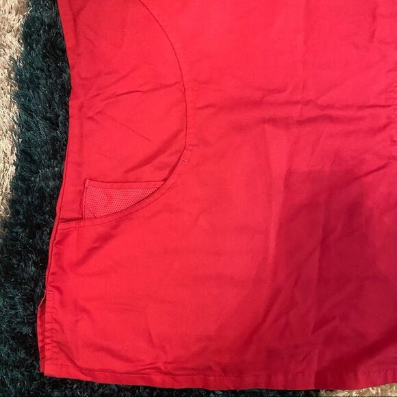 AUW | Hot Pink ACTIVE Women's Sporty Mesh Mock Wrap Scrub Top | Small - Picture 3 of 7